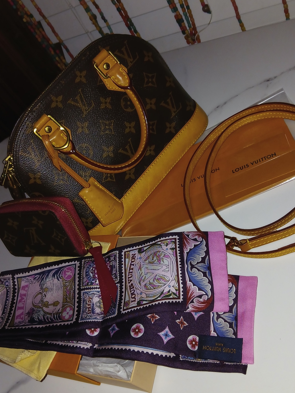 Louis Vuitton bb Alma Handbag , Wallet & Bandeau , All New!